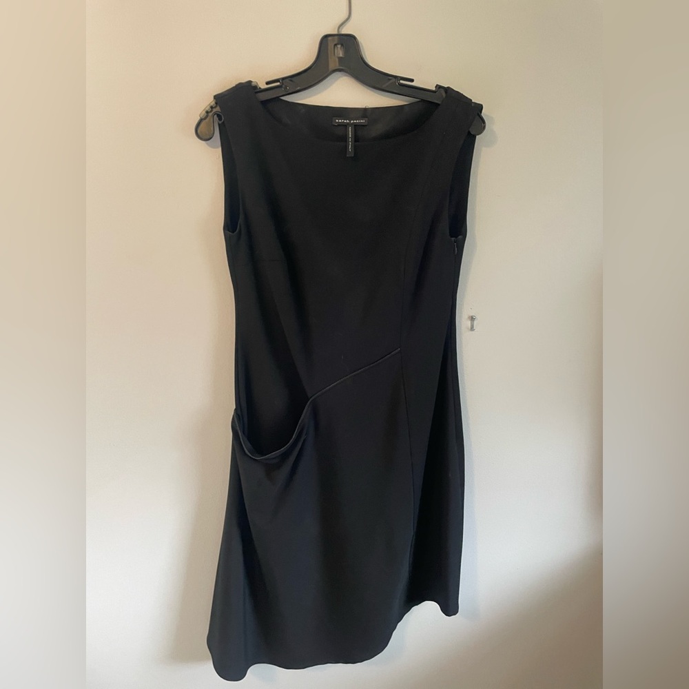Sarah Pacini Black Asymmetrical Ruched Cocktail Dress